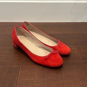 red zara 1 inch ballet heels
